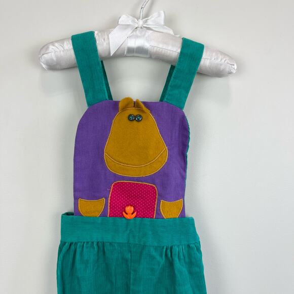 Vintage Ruth Scharf Hippo Applique Overalls 4T USA - Picture 1 of 8